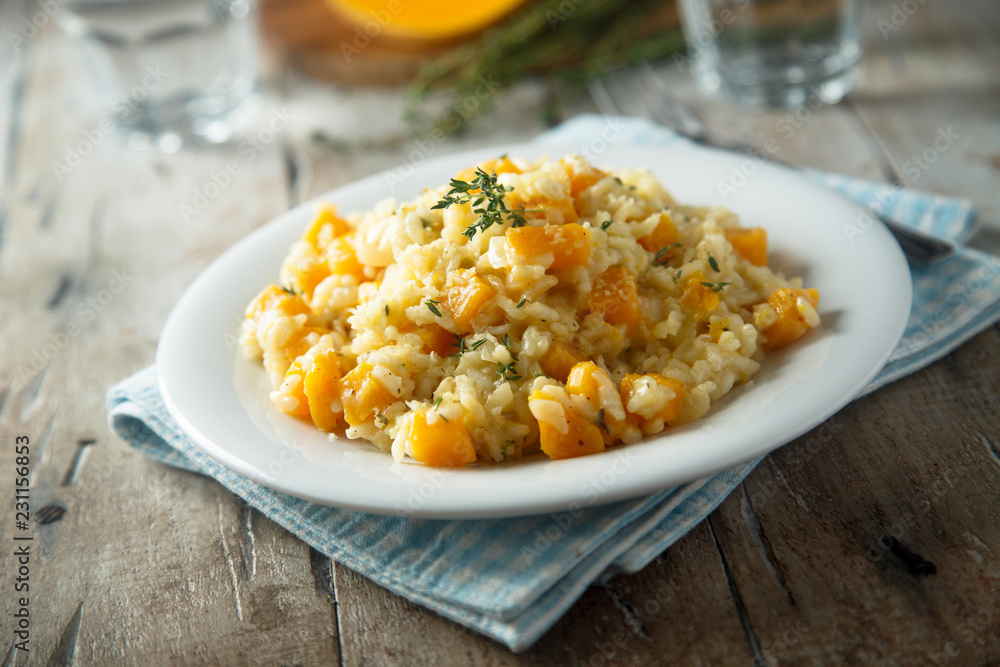 Pumpkin risotto with fresh thyme Pumpkin risotto with fresh thyme