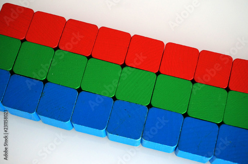 RGB red green blue wooden toy blocks