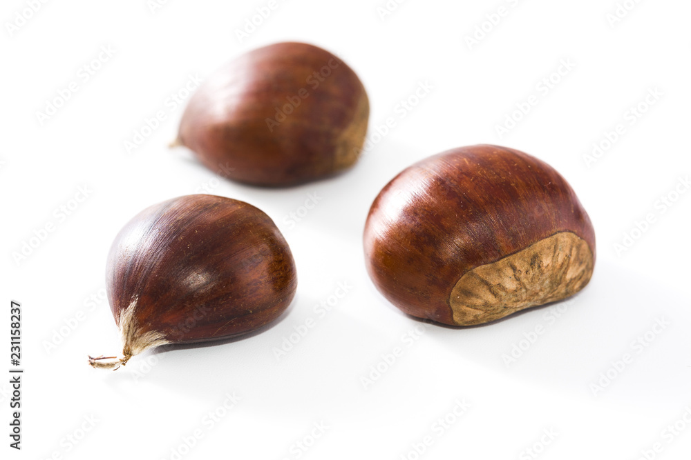 Raw chestnuts isolated on white background
Raw chestnuts isolated on white background