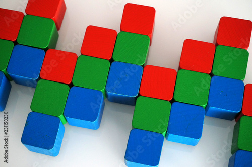 RGB red green blue wooden toy blocks