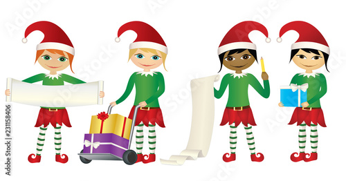 Santa's elves - Cute little girls in Christmas elf costumes