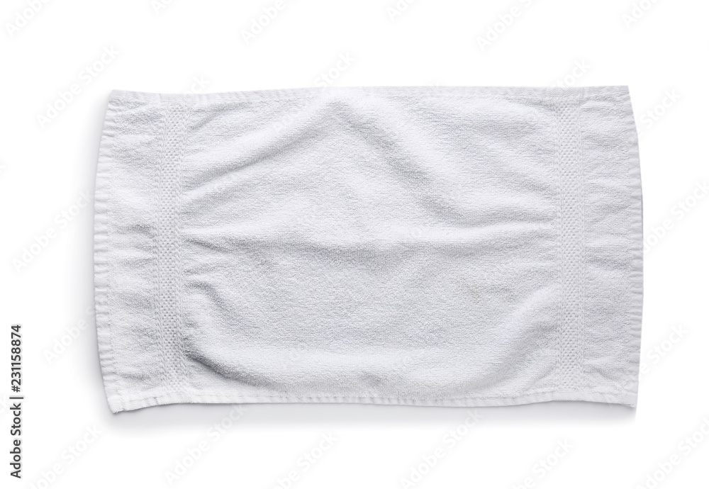 Clean soft towel on white background Clean soft towel on white background