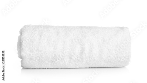 Photo Clean rolled towel on white background