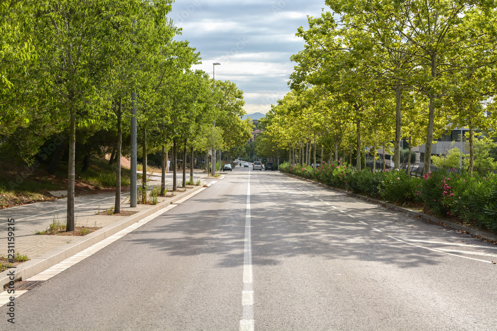 View on road in modern city