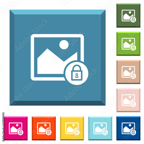 Lock image white icons on edged square buttons