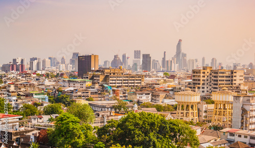 Bangkok city buildings cityscape, high buildings panorama downtown of Bangkok City Thailand.