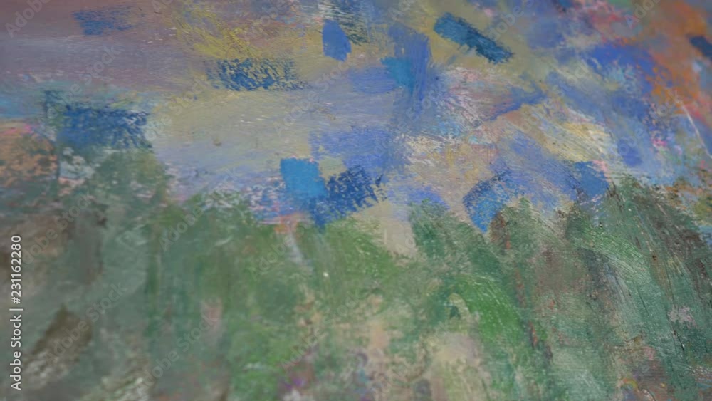 Close-up picture painted in oil. Oil-painted abstraction. 4K Close-up picture painted in oil. Oil-painted abstraction. 4K