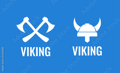Viking flat icon set. Vecto...