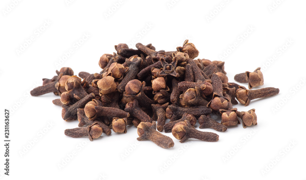 Spice cloves on white background Spice cloves on white background