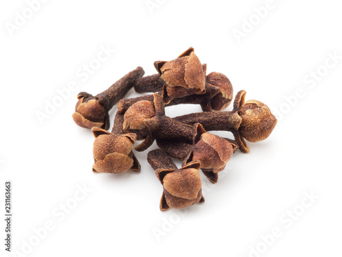 Spice cloves on white background