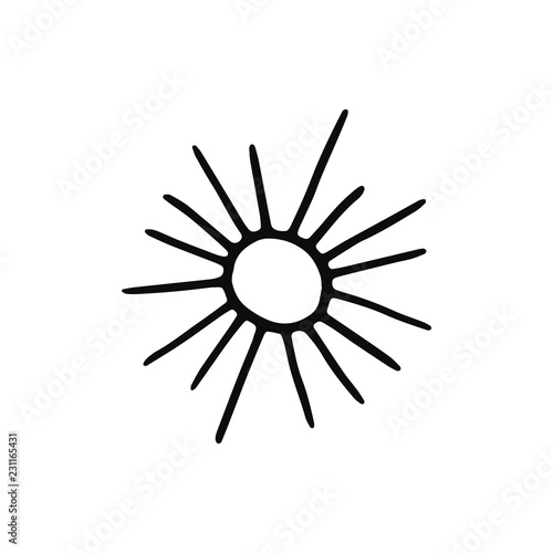 sun icon. Isolated sketch for infographic object on light background.