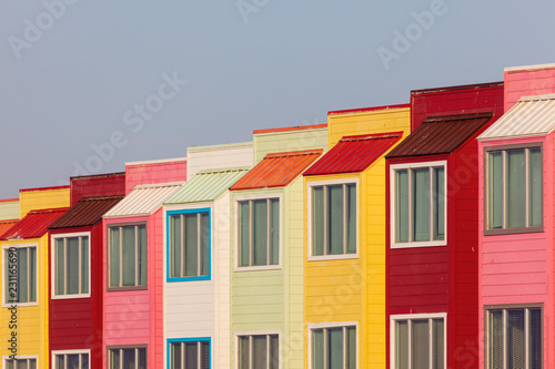 Colorful apartments by the beach in Galveston photo