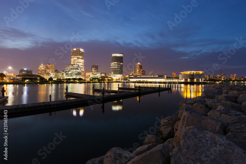 Panorama of Milwaukee at night