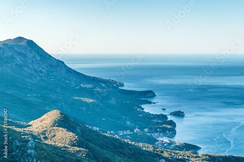 View from the mountain on the coast near the town of Budva