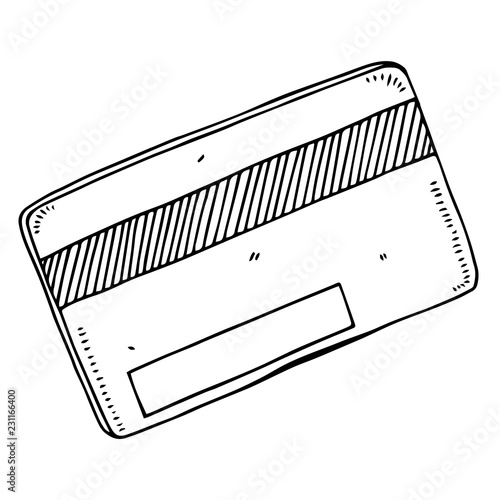 Credit plastic card. Vector illustration plastic card. Hand drawn plastic credit card.