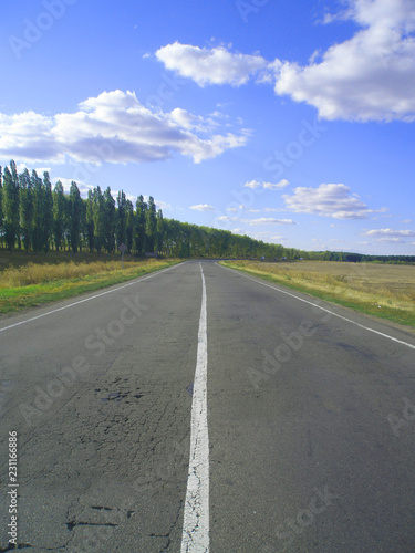 white dividing strip along the road