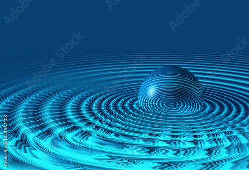 futuristic 3d water droplet with ripples graphic