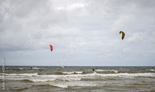 kite surfing on the beach