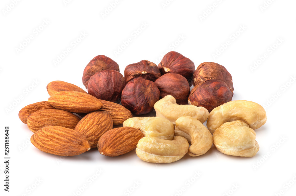 Variety of Mixed Nuts Isolated on White Background Variety of Mixed Nuts Isolated on White Background