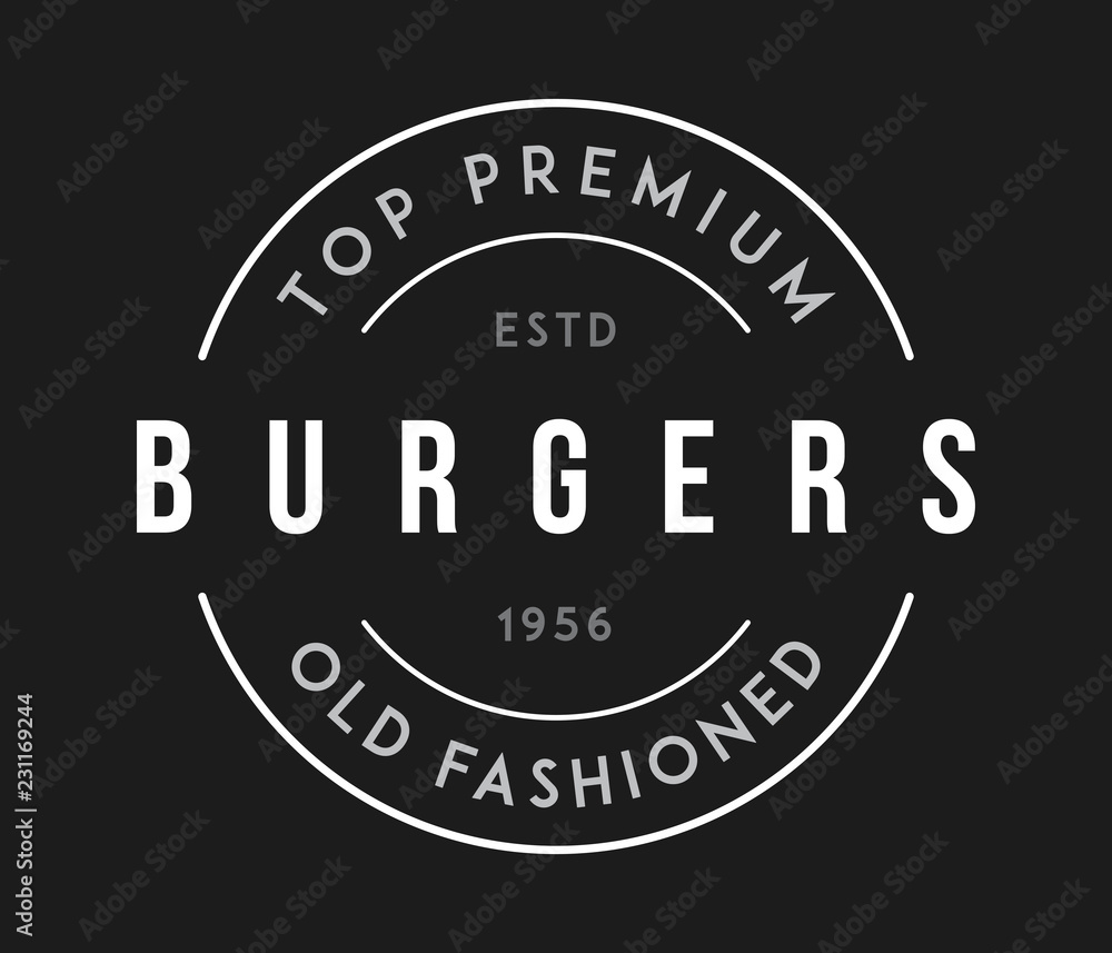 Burgers top premium white on black