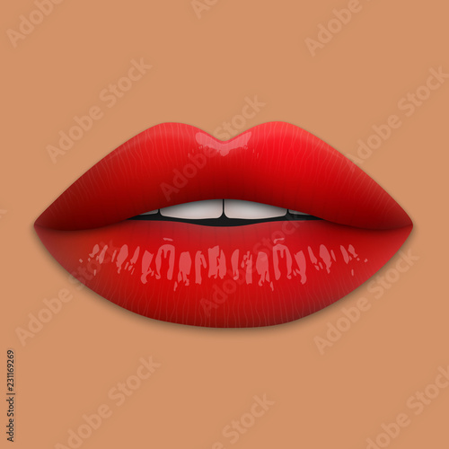 red lips isolated. Vector illustration.