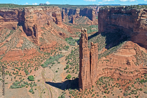 View of Spider Rock in Canyon du Chelley, Arizona, taken from the south rim viewpoint. photo