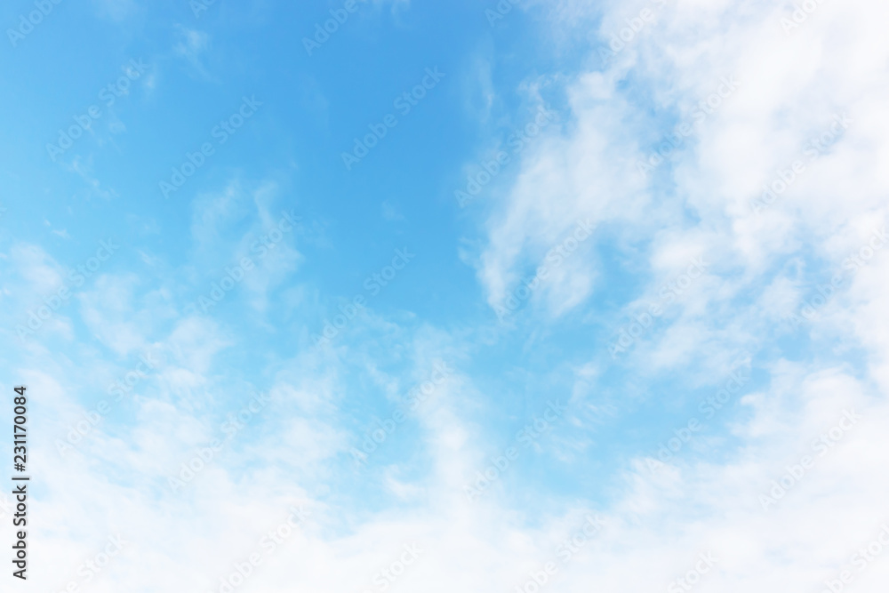 Blue sky background and white clouds soft focus, and copy space Blue sky background and white clouds soft focus, and copy space