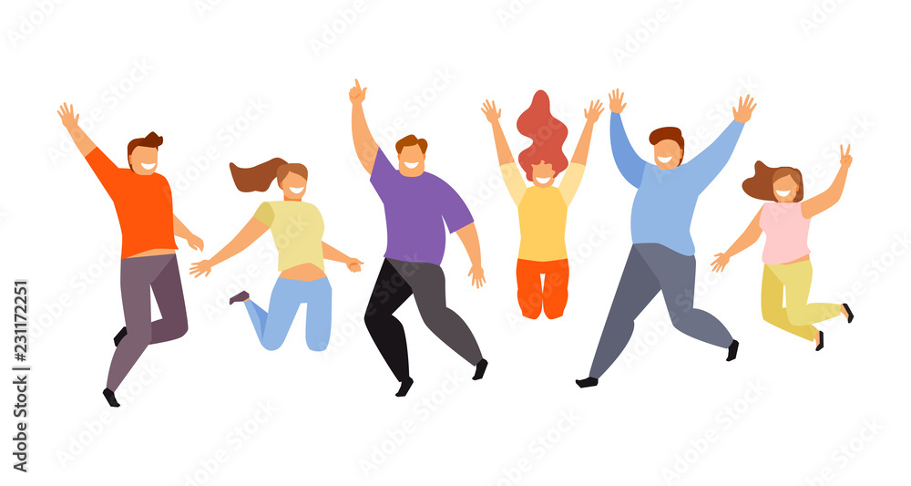 Obraz premium Happy jumping people