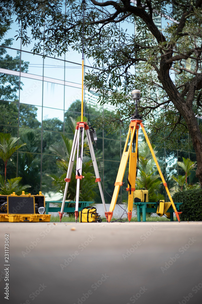 GPS surveying in field, Global Positioning System. GPS surveying in field, Global Positioning System.