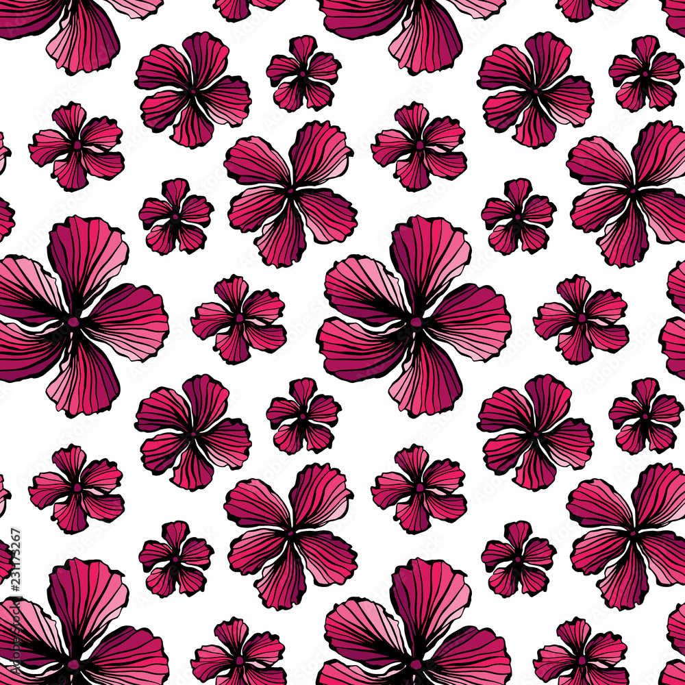 Hand drawn flowers elements. Floral background. Print for pillow, t-shirt, greeting or inviting card, template for cover Hand drawn flowers elements. Floral background. Print for pillow, t-shirt, greeting or inviting card, template for cover