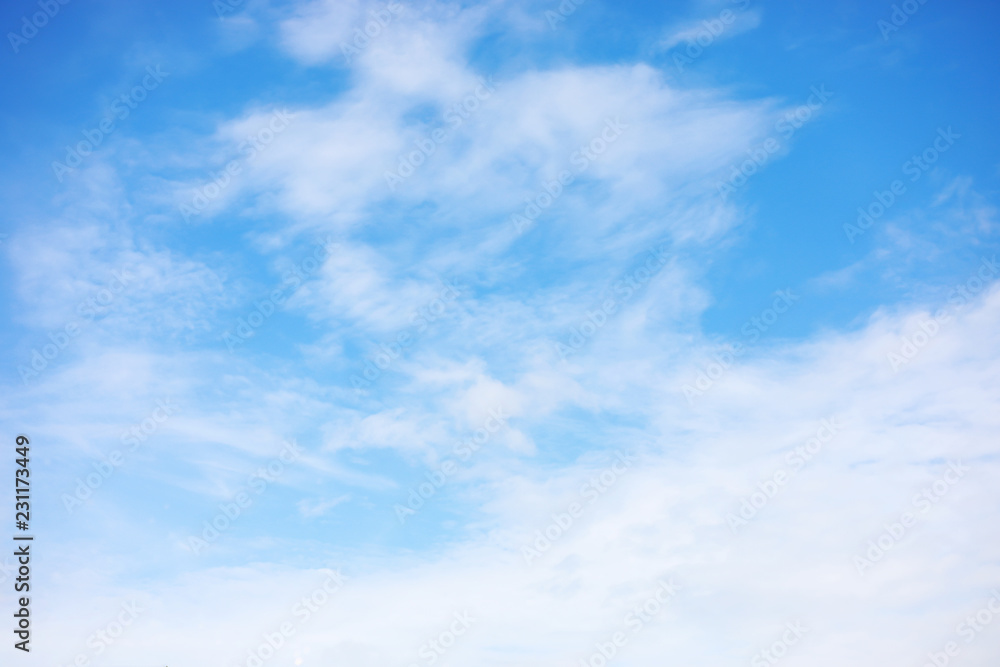 Blue sky background and white clouds soft focus, and copy space Blue sky background and white clouds soft focus, and copy space