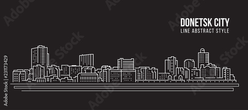 Cityscape Building Line art Vector Illustration design - Donetsk city