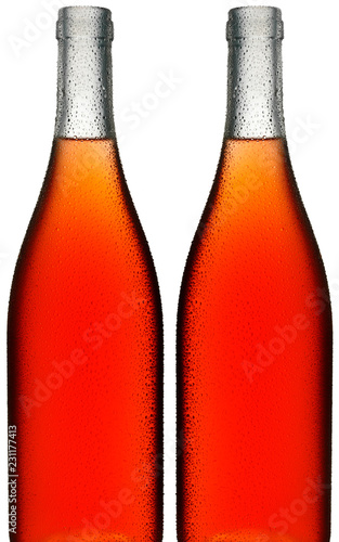 TWO BOTTLES OF ROSE / BLUSH WINE ON WHITE