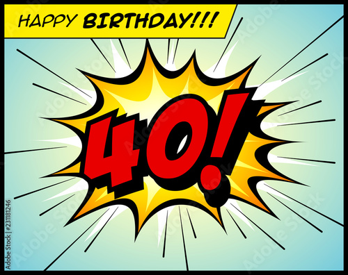 Happy Birthday postcard, in a vintage style comic book bubble sound effect  - Vector EPS10. photo