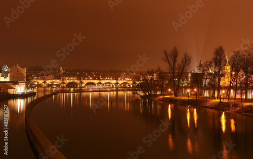 Prague at night  charles bridge