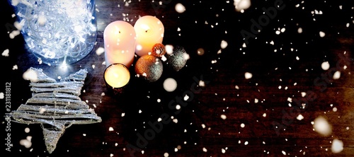 Fototapeta Naklejka Na Ścianę i Meble -  Composite image of snow falling