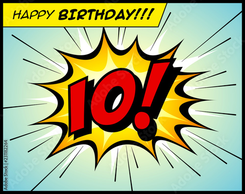 Happy Birthday postcard, in a vintage style comic book bubble sound effect  - Vector EPS10.