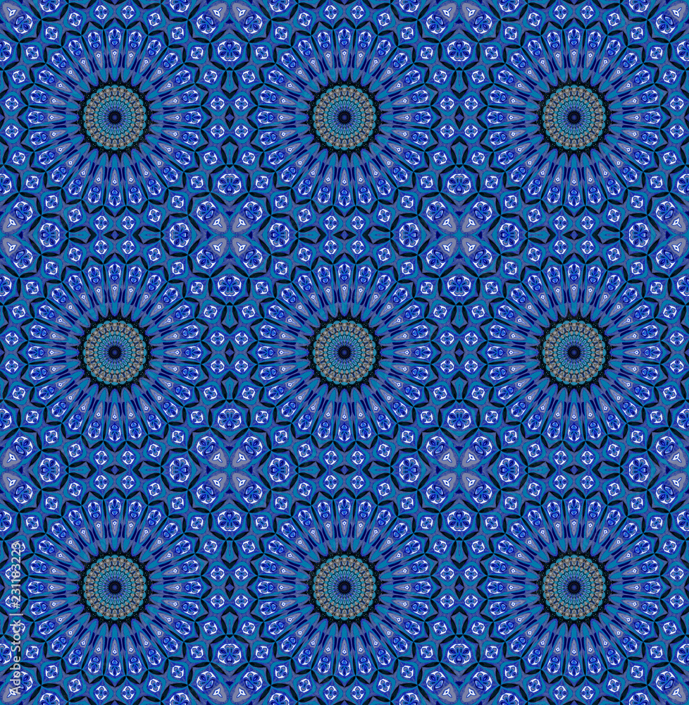 Multiple Blue Mandala Print