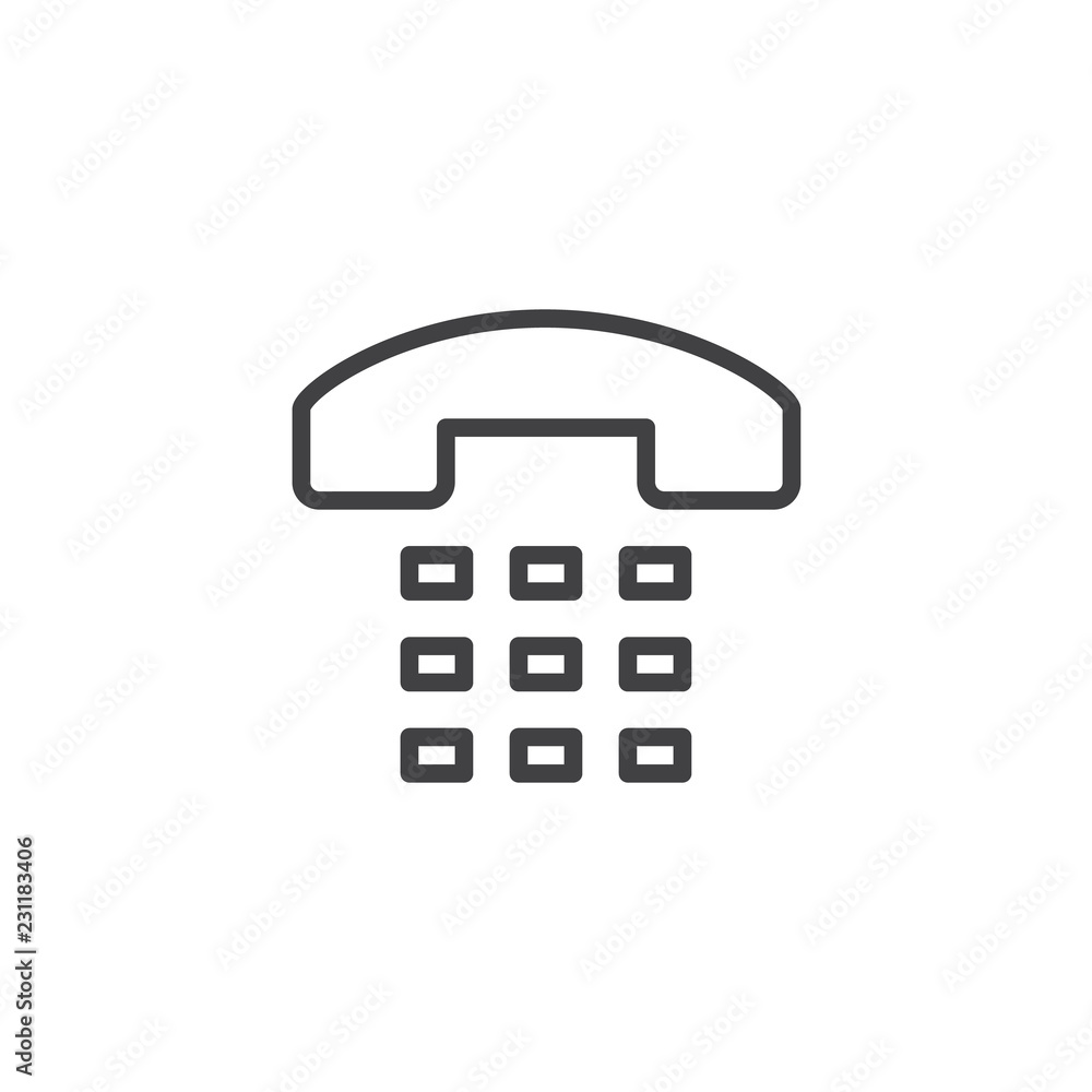 Telephone with buttons outline icon. linear style sign for mobile concept and web design. Handset phone simple line vector icon. Symbol, logo illustration. Pixel perfect vector graphics Telephone with buttons outline icon. linear style sign for mobile concept and web design. Handset phone simple line vector icon. Symbol, logo illustration. Pixel perfect vector graphics