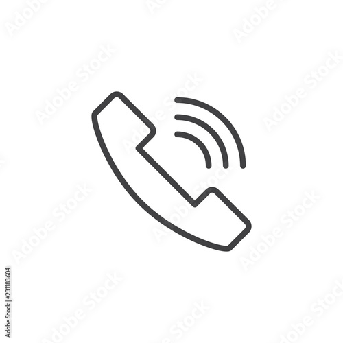 Telephone ringing outline icon. linear style sign for mobile concept and web design. Phone call simple line vector icon. Symbol  logo illustration. Pixel perfect vector graphics