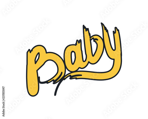 Baby Calligraphy Word Colorful Vector Illustration