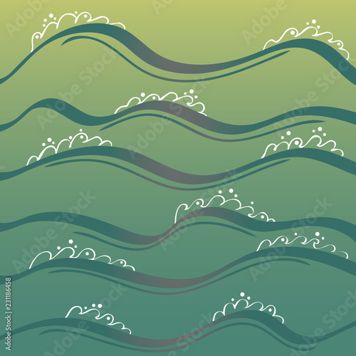 Image of the sea with waves. Sea background. Vector EPS10