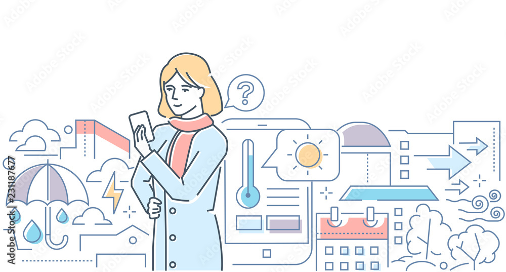Weather - modern line design style web banner Weather - modern line design style web banner