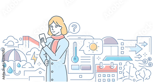 Weather - modern line design style web banner