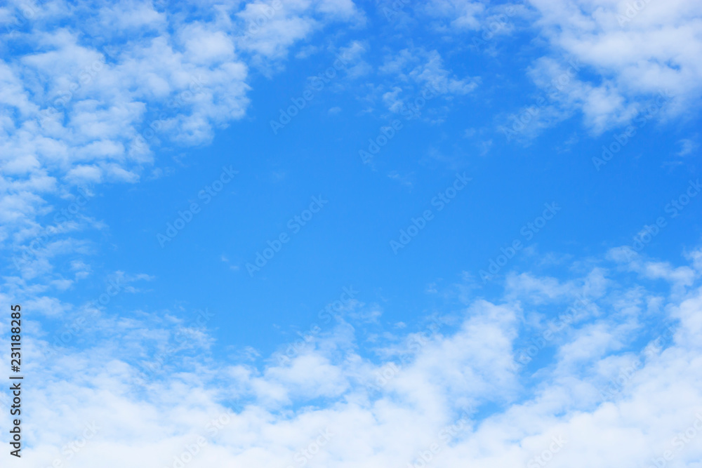 Blue sky background and white clouds soft focus, and copy space Blue sky background and white clouds soft focus, and copy space
