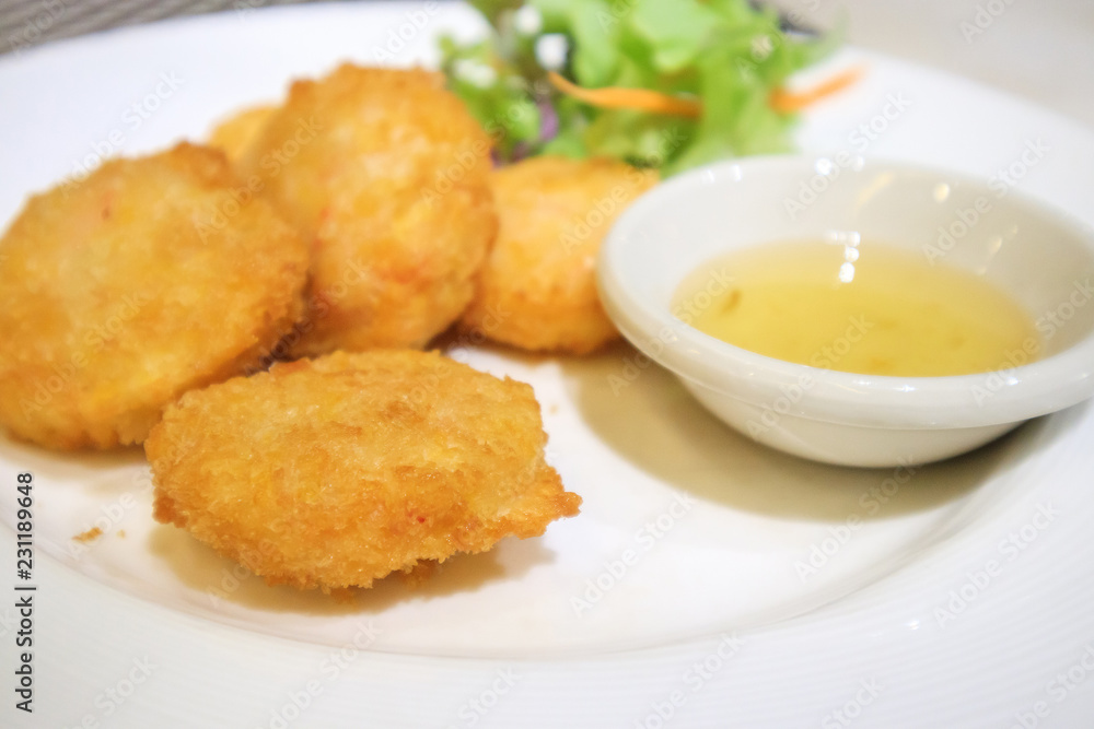Tod Mun Goong, fried shrimp pancake Thai food Tod Mun Goong, fried shrimp pancake Thai food