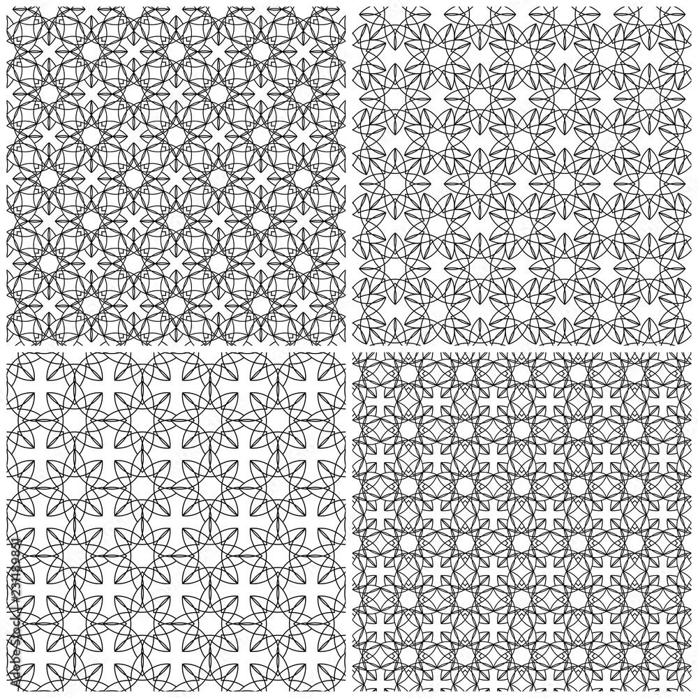 Four seamless abstract mesh patterns Four seamless abstract mesh patterns