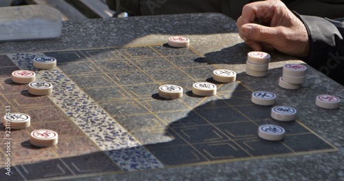 Chinese Chess Game Pieces Macro Closeup Traditional