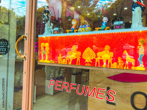 TBILISI, GEORGIA - OCTOBER 07, 2018: Annual holiday "Tbilisoba". Shop windows on the street in the city, Tbilisi in the fall