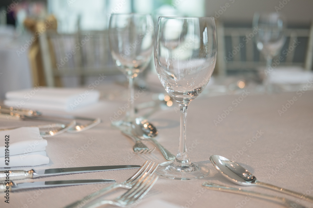 Served dinner table in a restaurant. Served dinner table in a restaurant.